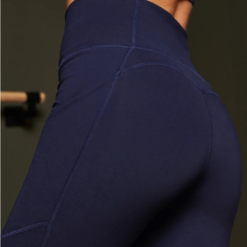 Fabletics Blue High-Waisted Leggings with Seam Detailing